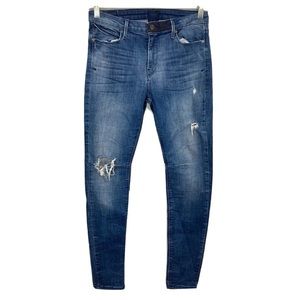 RTA Bryant Blue Distressed Mid Rise Skinny Jeans Sz 28 Cotton Stretch Ripped